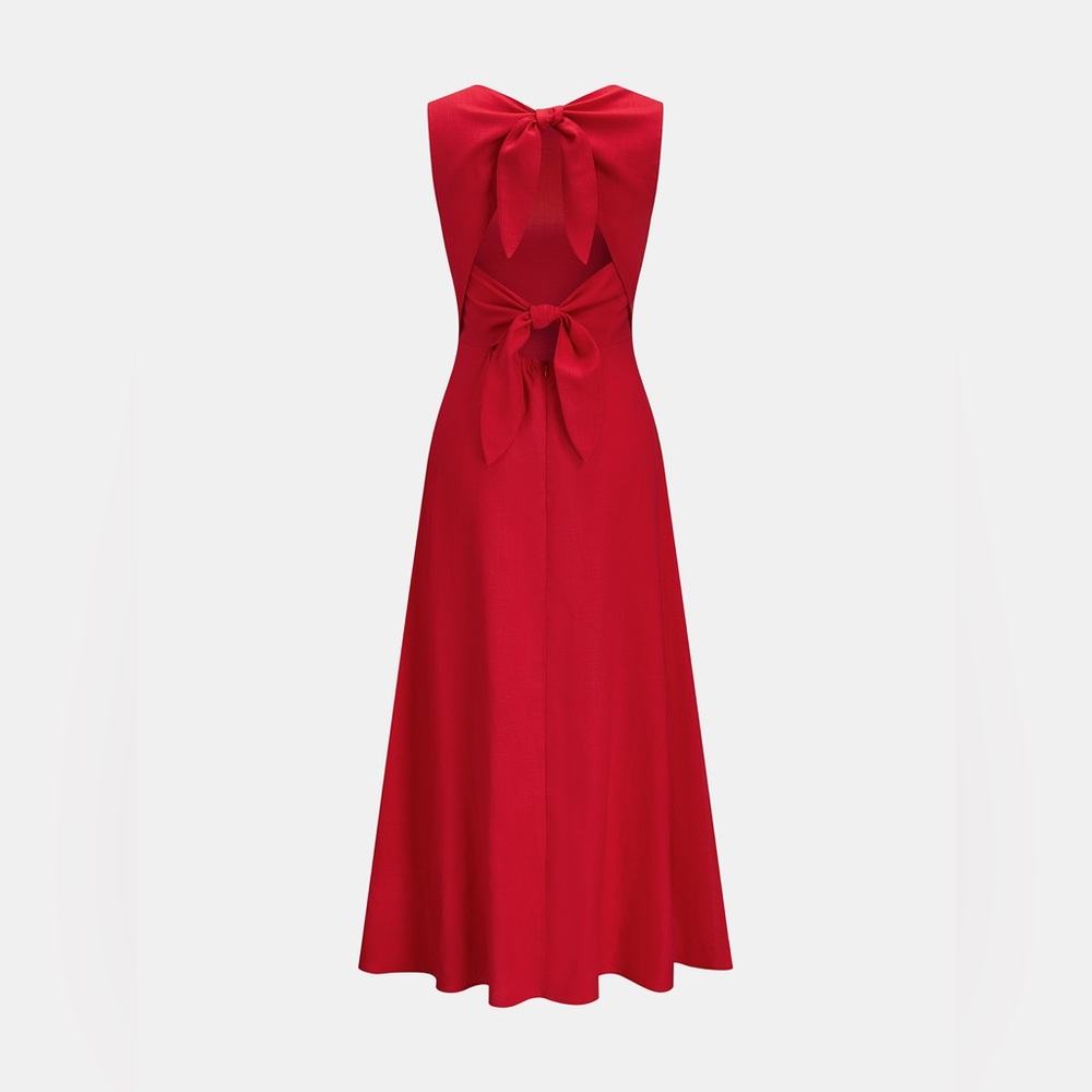 Commense Sleeveless Red Maxi Dress